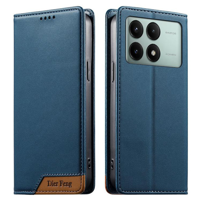 Funda para teléfono Dierfeng Splicing de cuero vegano con imán RFID resistente, For Redmi Note 14 Pro 5G / Note 14 Pro+ 5G, For Redmi Note 14 Pro 4G, For Redmi Note 14 4G 163.25mm, For Redmi 14C 4G / 14R / A4 5G, For Redmi K70 Ultra                    ...
