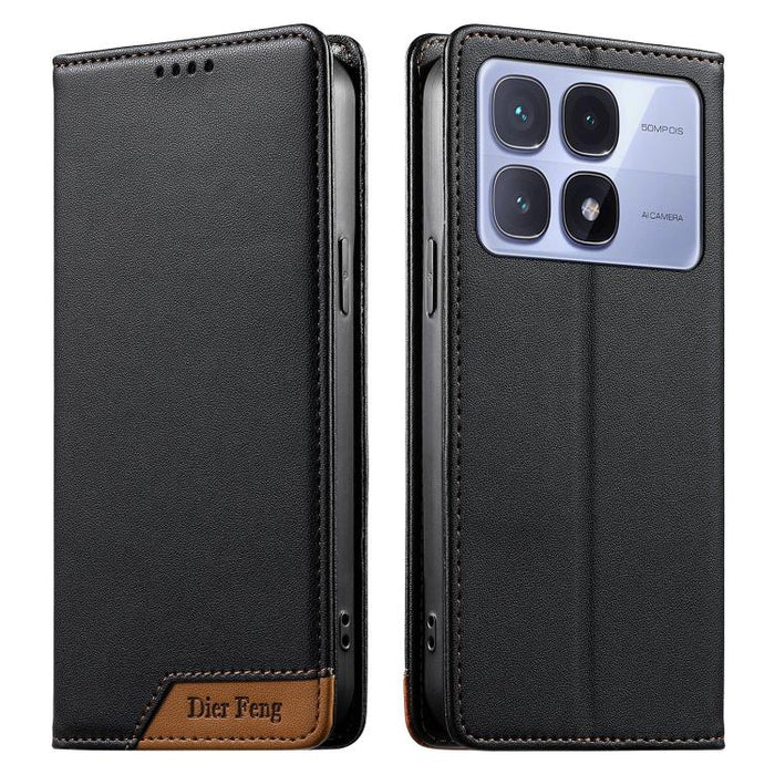 Funda para teléfono Dierfeng Splicing de cuero vegano con imán RFID resistente, For Redmi Note 14 Pro 5G / Note 14 Pro+ 5G, For Redmi Note 14 Pro 4G, For Redmi Note 14 4G 163.25mm, For Redmi 14C 4G / 14R / A4 5G, For Redmi K70 Ultra                    ...