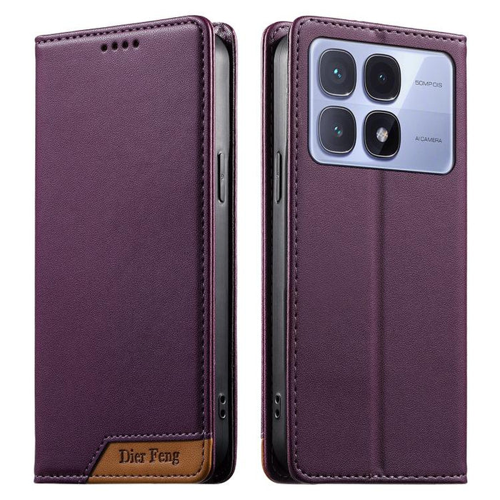 Funda para teléfono Dierfeng Splicing de cuero vegano con imán RFID resistente, For Redmi Note 14 Pro 5G / Note 14 Pro+ 5G, For Redmi Note 14 Pro 4G, For Redmi Note 14 4G 163.25mm, For Redmi 14C 4G / 14R / A4 5G, For Redmi K70 Ultra                    ...