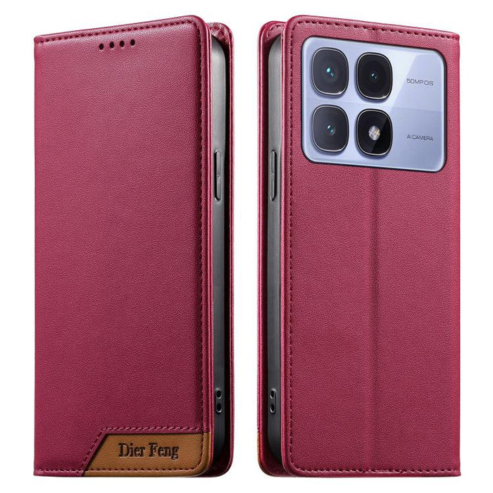 Funda para teléfono Dierfeng Splicing de cuero vegano con imán RFID resistente, For Redmi Note 14 Pro 5G / Note 14 Pro+ 5G, For Redmi Note 14 Pro 4G, For Redmi Note 14 4G 163.25mm, For Redmi 14C 4G / 14R / A4 5G, For Redmi K70 Ultra                    ...
