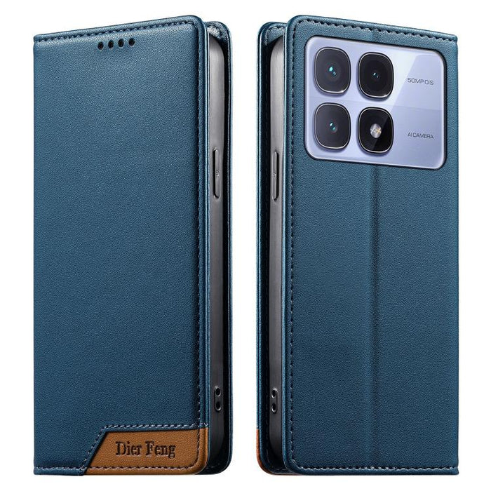 Funda para teléfono Dierfeng Splicing de cuero vegano con imán RFID resistente, For Redmi Note 14 Pro 5G / Note 14 Pro+ 5G, For Redmi Note 14 Pro 4G, For Redmi Note 14 4G 163.25mm, For Redmi 14C 4G / 14R / A4 5G, For Redmi K70 Ultra                    ...