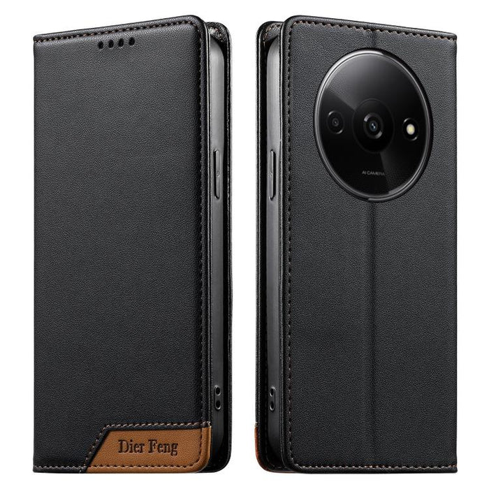 Funda para teléfono Dierfeng Splicing de cuero vegano con imán RFID resistente, For Redmi Note 14 Pro 5G / Note 14 Pro+ 5G, For Redmi Note 14 Pro 4G, For Redmi Note 14 4G 163.25mm, For Redmi 14C 4G / 14R / A4 5G, For Redmi K70 Ultra                    ...