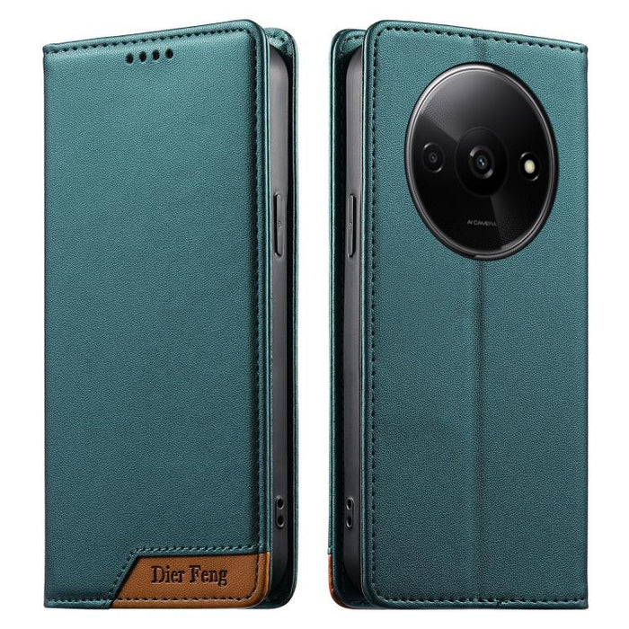 Funda para teléfono Dierfeng Splicing de cuero vegano con imán RFID resistente, For Redmi Note 14 Pro 5G / Note 14 Pro+ 5G, For Redmi Note 14 Pro 4G, For Redmi Note 14 4G 163.25mm, For Redmi 14C 4G / 14R / A4 5G, For Redmi K70 Ultra                    ...
