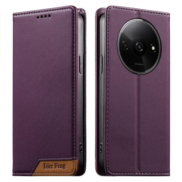 Funda para teléfono Dierfeng Splicing de cuero vegano con imán RFID resistente, For Redmi Note 14 Pro 5G / Note 14 Pro+ 5G, For Redmi Note 14 Pro 4G, For Redmi Note 14 4G 163.25mm, For Redmi 14C 4G / 14R / A4 5G, For Redmi K70 Ultra                    ...
