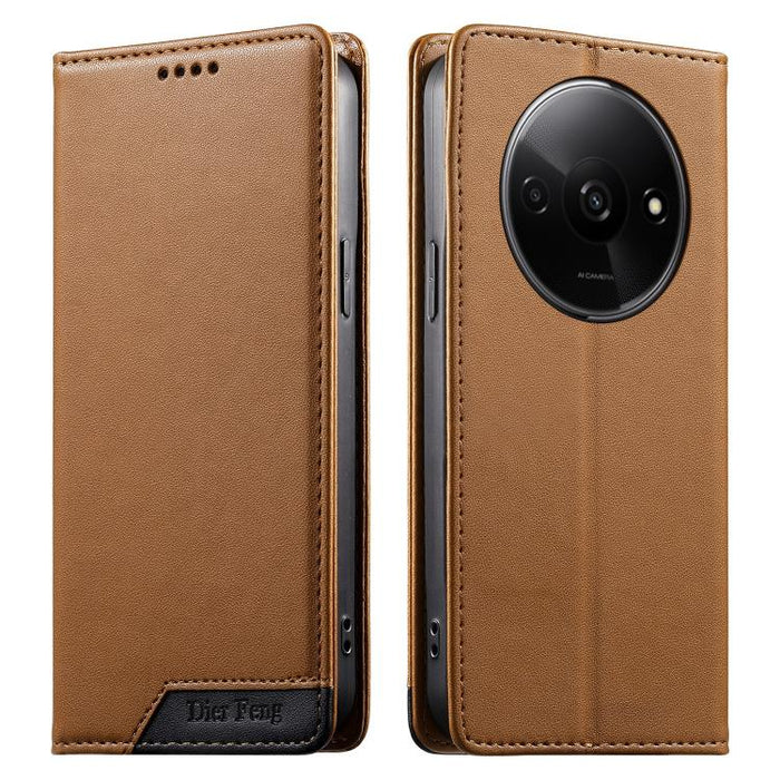 Funda para teléfono Dierfeng Splicing de cuero vegano con imán RFID resistente, For Redmi Note 14 Pro 5G / Note 14 Pro+ 5G, For Redmi Note 14 Pro 4G, For Redmi Note 14 4G 163.25mm, For Redmi 14C 4G / 14R / A4 5G, For Redmi K70 Ultra                    ...