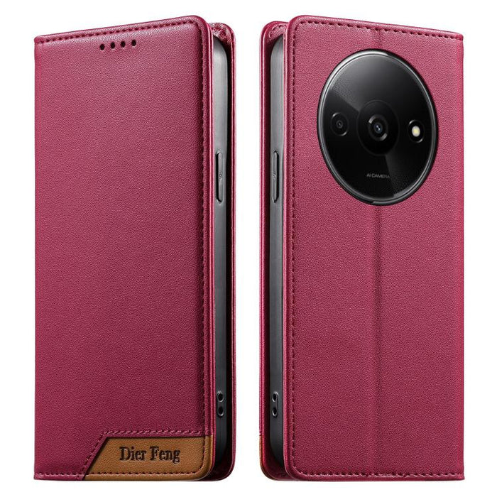 Funda para teléfono Dierfeng Splicing de cuero vegano con imán RFID resistente, For Redmi Note 14 Pro 5G / Note 14 Pro+ 5G, For Redmi Note 14 Pro 4G, For Redmi Note 14 4G 163.25mm, For Redmi 14C 4G / 14R / A4 5G, For Redmi K70 Ultra                    ...