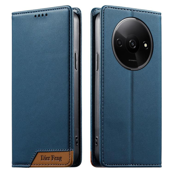 Funda para teléfono Dierfeng Splicing de cuero vegano con imán RFID resistente, For Redmi Note 14 Pro 5G / Note 14 Pro+ 5G, For Redmi Note 14 Pro 4G, For Redmi Note 14 4G 163.25mm, For Redmi 14C 4G / 14R / A4 5G, For Redmi K70 Ultra                    ...