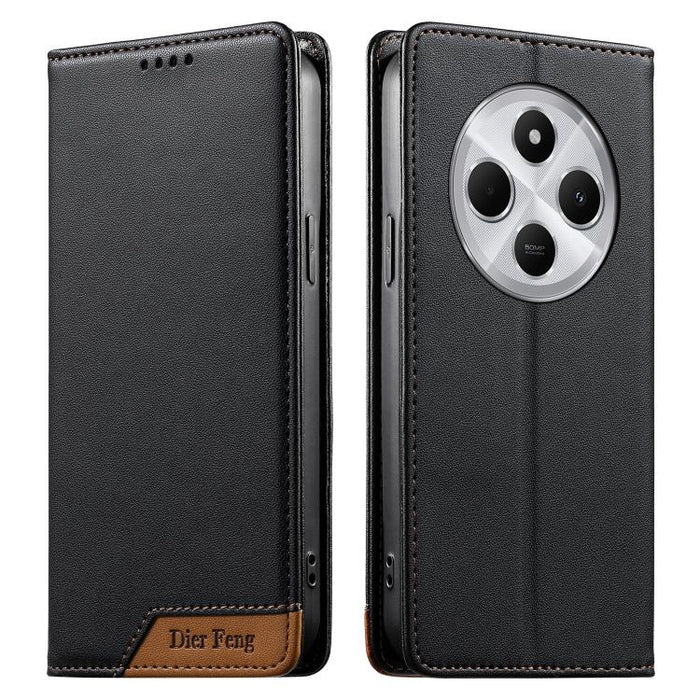 Funda para teléfono Dierfeng Splicing de cuero vegano con imán RFID resistente, For Redmi Note 14 Pro 5G / Note 14 Pro+ 5G, For Redmi Note 14 Pro 4G, For Redmi Note 14 4G 163.25mm, For Redmi 14C 4G / 14R / A4 5G, For Redmi K70 Ultra                    ...