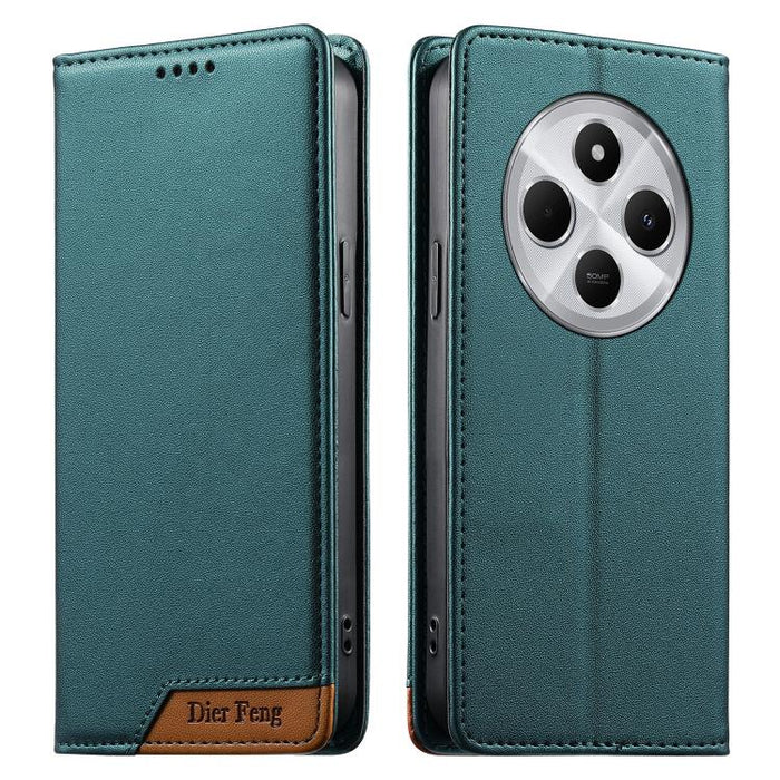 Funda para teléfono Dierfeng Splicing de cuero vegano con imán RFID resistente, For Redmi Note 14 Pro 5G / Note 14 Pro+ 5G, For Redmi Note 14 Pro 4G, For Redmi Note 14 4G 163.25mm, For Redmi 14C 4G / 14R / A4 5G, For Redmi K70 Ultra                    ...