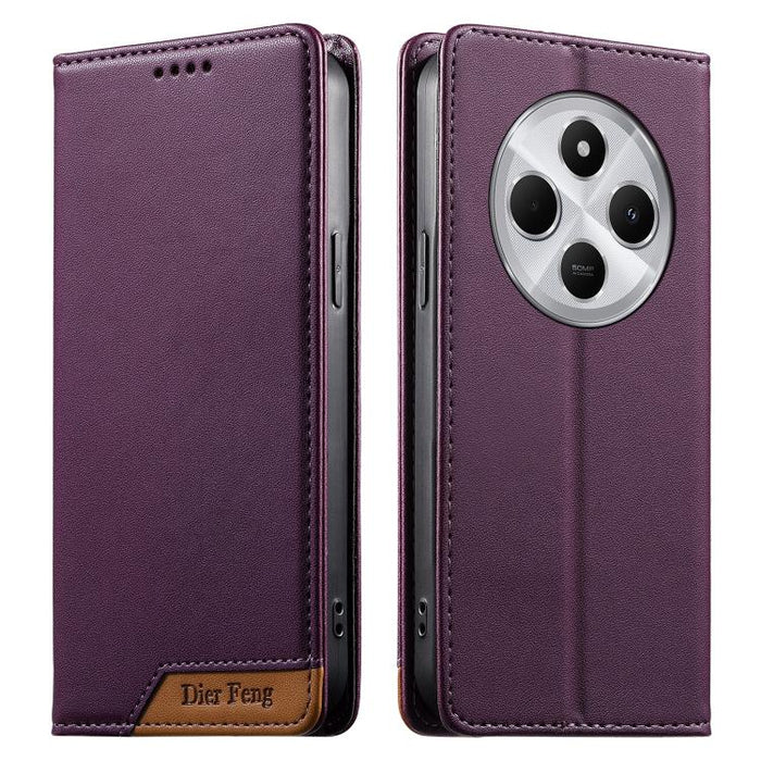 Funda para teléfono Dierfeng Splicing de cuero vegano con imán RFID resistente, For Redmi Note 14 Pro 5G / Note 14 Pro+ 5G, For Redmi Note 14 Pro 4G, For Redmi Note 14 4G 163.25mm, For Redmi 14C 4G / 14R / A4 5G, For Redmi K70 Ultra                    ...