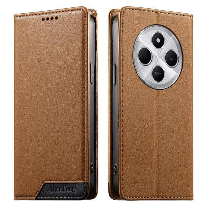 Funda para teléfono Dierfeng Splicing de cuero vegano con imán RFID resistente, For Redmi Note 14 Pro 5G / Note 14 Pro+ 5G, For Redmi Note 14 Pro 4G, For Redmi Note 14 4G 163.25mm, For Redmi 14C 4G / 14R / A4 5G, For Redmi K70 Ultra                    ...