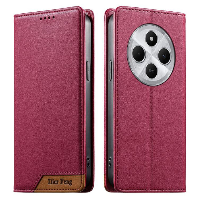Funda para teléfono Dierfeng Splicing de cuero vegano con imán RFID resistente, For Redmi Note 14 Pro 5G / Note 14 Pro+ 5G, For Redmi Note 14 Pro 4G, For Redmi Note 14 4G 163.25mm, For Redmi 14C 4G / 14R / A4 5G, For Redmi K70 Ultra                    ...