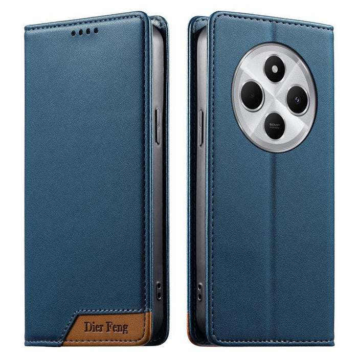Funda para teléfono Dierfeng Splicing de cuero vegano con imán RFID resistente, For Redmi Note 14 Pro 5G / Note 14 Pro+ 5G, For Redmi Note 14 Pro 4G, For Redmi Note 14 4G 163.25mm, For Redmi 14C 4G / 14R / A4 5G, For Redmi K70 Ultra                    ...