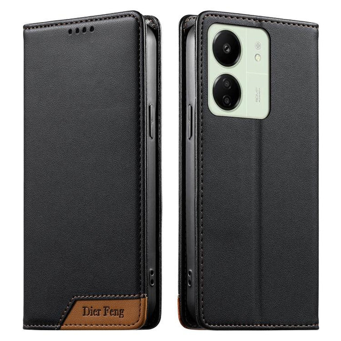 Funda para teléfono Dierfeng Splicing de cuero vegano con imán RFID resistente, For Redmi Note 14 Pro 5G / Note 14 Pro+ 5G, For Redmi Note 14 Pro 4G, For Redmi Note 14 4G 163.25mm, For Redmi 14C 4G / 14R / A4 5G, For Redmi K70 Ultra                    ...