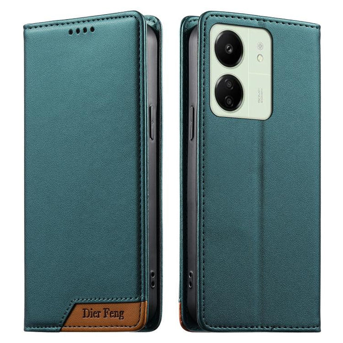 Funda para teléfono Dierfeng Splicing de cuero vegano con imán RFID resistente, For Redmi Note 14 Pro 5G / Note 14 Pro+ 5G, For Redmi Note 14 Pro 4G, For Redmi Note 14 4G 163.25mm, For Redmi 14C 4G / 14R / A4 5G, For Redmi K70 Ultra                    ...