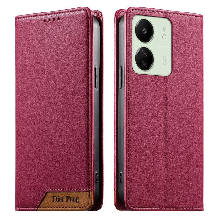 Funda para teléfono Dierfeng Splicing de cuero vegano con imán RFID resistente, For Redmi Note 14 Pro 5G / Note 14 Pro+ 5G, For Redmi Note 14 Pro 4G, For Redmi Note 14 4G 163.25mm, For Redmi 14C 4G / 14R / A4 5G, For Redmi K70 Ultra                    ...