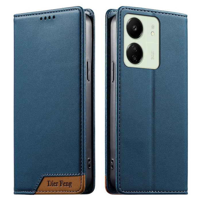 Funda para teléfono Dierfeng Splicing de cuero vegano con imán RFID resistente, For Redmi Note 14 Pro 5G / Note 14 Pro+ 5G, For Redmi Note 14 Pro 4G, For Redmi Note 14 4G 163.25mm, For Redmi 14C 4G / 14R / A4 5G, For Redmi K70 Ultra                    ...