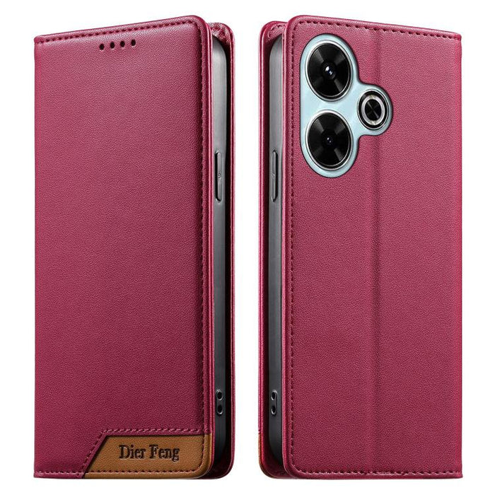 Funda para teléfono Dierfeng Splicing de cuero vegano con imán RFID resistente, For Redmi Note 14 Pro 5G / Note 14 Pro+ 5G, For Redmi Note 14 Pro 4G, For Redmi Note 14 4G 163.25mm, For Redmi 14C 4G / 14R / A4 5G, For Redmi K70 Ultra                    ...