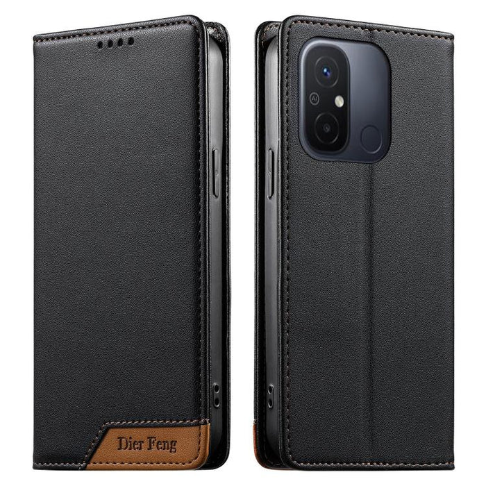 Funda para teléfono Dierfeng Splicing de cuero vegano con imán RFID resistente, For Redmi Note 12S / Note 11S 4G, For Redmi Note 12 4G Global, For Redmi 12C / 11A / Poco C55, For Redmi Note 12 Pro+ Global, For Redmi Note 12 Pro 5G Global / Speed       ...