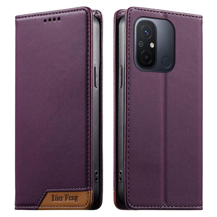 Funda para teléfono Dierfeng Splicing de cuero vegano con imán RFID resistente, For Redmi Note 12S / Note 11S 4G, For Redmi Note 12 4G Global, For Redmi 12C / 11A / Poco C55, For Redmi Note 12 Pro+ Global, For Redmi Note 12 Pro 5G Global / Speed       ...