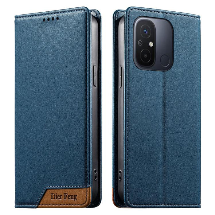 Funda para teléfono Dierfeng Splicing de cuero vegano con imán RFID resistente, For Redmi Note 12S / Note 11S 4G, For Redmi Note 12 4G Global, For Redmi 12C / 11A / Poco C55, For Redmi Note 12 Pro+ Global, For Redmi Note 12 Pro 5G Global / Speed       ...