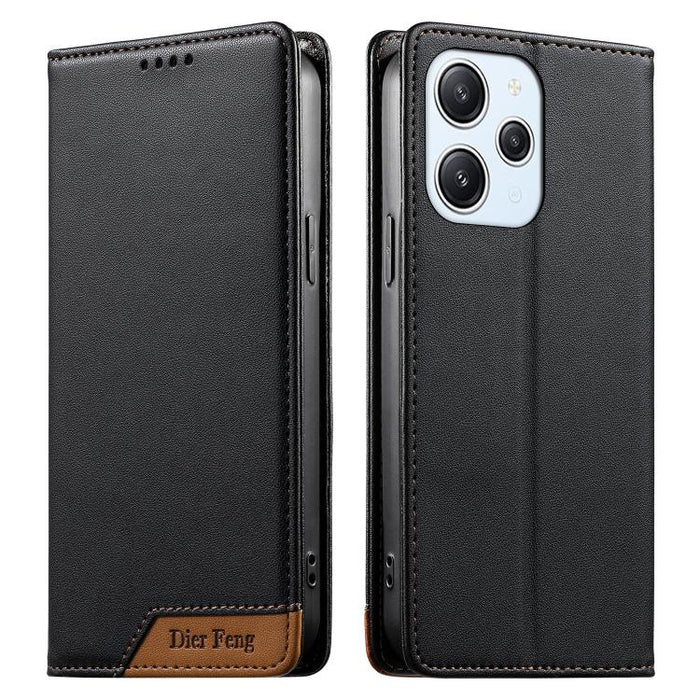 Funda para teléfono Dierfeng Splicing de cuero vegano con imán RFID resistente, For Redmi Note 14 Pro 5G / Note 14 Pro+ 5G, For Redmi Note 14 Pro 4G, For Redmi Note 14 4G 163.25mm, For Redmi 14C 4G / 14R / A4 5G, For Redmi K70 Ultra                    ...