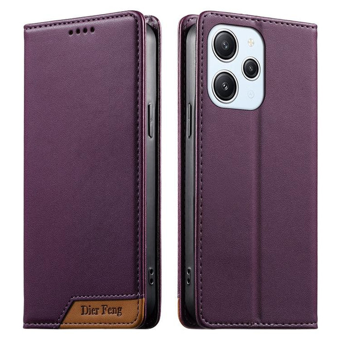 Funda para teléfono Dierfeng Splicing de cuero vegano con imán RFID resistente, For Redmi Note 14 Pro 5G / Note 14 Pro+ 5G, For Redmi Note 14 Pro 4G, For Redmi Note 14 4G 163.25mm, For Redmi 14C 4G / 14R / A4 5G, For Redmi K70 Ultra                    ...