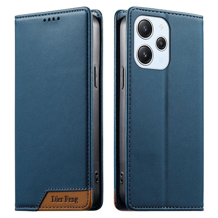 Funda para teléfono Dierfeng Splicing de cuero vegano con imán RFID resistente, For Redmi Note 14 Pro 5G / Note 14 Pro+ 5G, For Redmi Note 14 Pro 4G, For Redmi Note 14 4G 163.25mm, For Redmi 14C 4G / 14R / A4 5G, For Redmi K70 Ultra                    ...