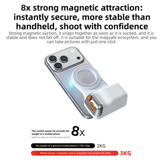 Soporte magnético para smartphone con empuñadura y asa de sujeción., Single Grip, With Fill Light
