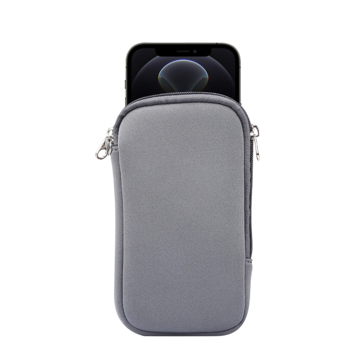 Bolsa de almacenamiento de funda protectora con cremallera de elasticidad universal con cordón para teléfonos inteligentes iPhone 12 / 12 Pro / 6.1 pulgadas