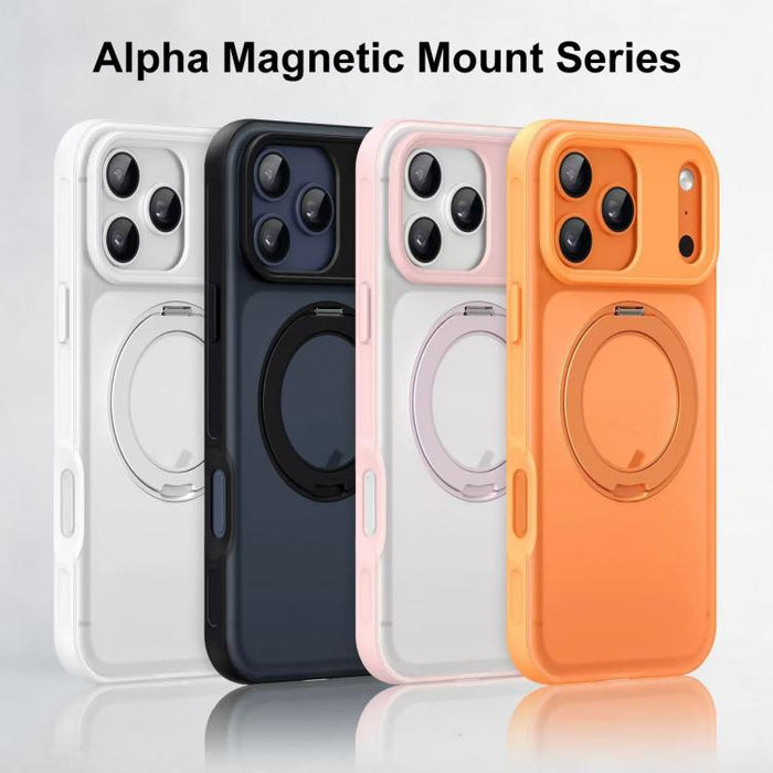 Funda magnética para teléfono con soporte giratorio estilo Alpha, For iPhone 17 Pro Max, For iPhone 17 Pro
