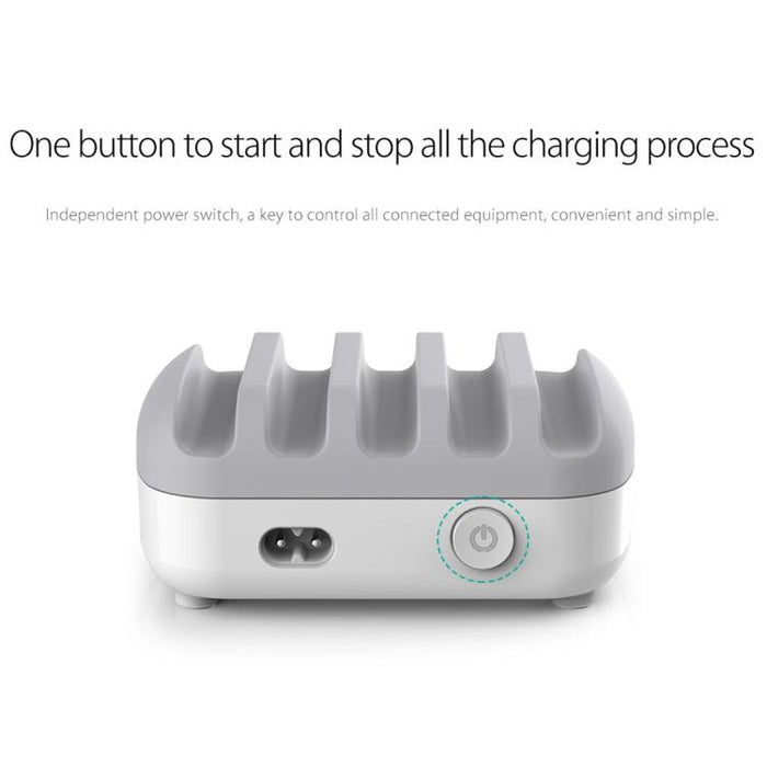 Estación de carga inteligente ORICO DUK-5P de 40 W con 5 puertos USB y soporte., US Plug, UK Plug, AU Plug
