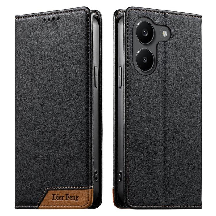 Funda para teléfono Dierfeng Splicing de cuero vegano con imán RFID resistente, For Xiaomi 17 Max 5G, For Xiaomi 17T Pro 5G, For Xiaomi 17T 5G, For Xiaomi Poco X8 Pro 5G / Redmi Turbo 5 5G, For Xiaomi 17 Ultra, For Xiaomi 17 Pro Max, For Xiaomi 17 Pro ...