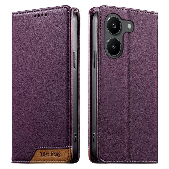 Funda para teléfono Dierfeng Splicing de cuero vegano con imán RFID resistente, For Xiaomi 17 Max 5G, For Xiaomi 17T Pro 5G, For Xiaomi 17T 5G, For Xiaomi Poco X8 Pro 5G / Redmi Turbo 5 5G, For Xiaomi 17 Ultra, For Xiaomi 17 Pro Max, For Xiaomi 17 Pro ...