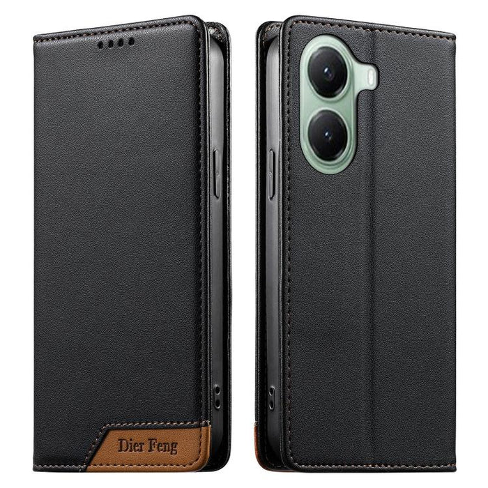Funda para teléfono Dierfeng Splicing de cuero vegano con imán RFID resistente, For Xiaomi 17 Max 5G, For Xiaomi 17T Pro 5G, For Xiaomi 17T 5G, For Xiaomi Poco X8 Pro 5G / Redmi Turbo 5 5G, For Xiaomi 17 Ultra, For Xiaomi 17 Pro Max, For Xiaomi 17 Pro ...
