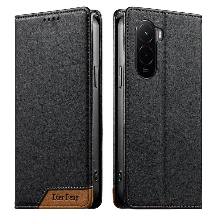 Funda para teléfono Dierfeng Splicing de cuero vegano con imán RFID resistente, For Xiaomi 17 Max 5G, For Xiaomi 17T Pro 5G, For Xiaomi 17T 5G, For Xiaomi Poco X8 Pro 5G / Redmi Turbo 5 5G, For Xiaomi 17 Ultra, For Xiaomi 17 Pro Max, For Xiaomi 17 Pro ...