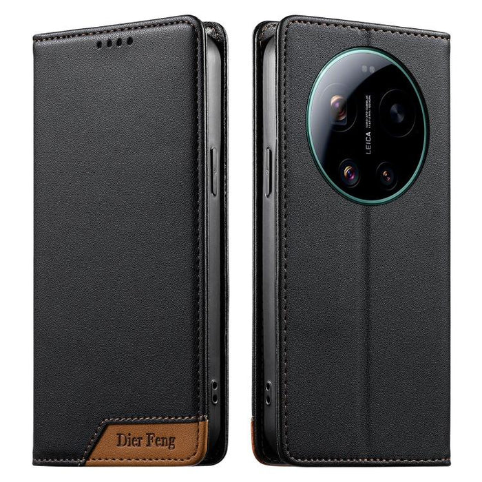 Funda para teléfono Dierfeng Splicing de cuero vegano con imán RFID resistente, For Xiaomi 17 Max 5G, For Xiaomi 17T Pro 5G, For Xiaomi 17T 5G, For Xiaomi Poco X8 Pro 5G / Redmi Turbo 5 5G, For Xiaomi 17 Ultra, For Xiaomi 17 Pro Max, For Xiaomi 17 Pro ...