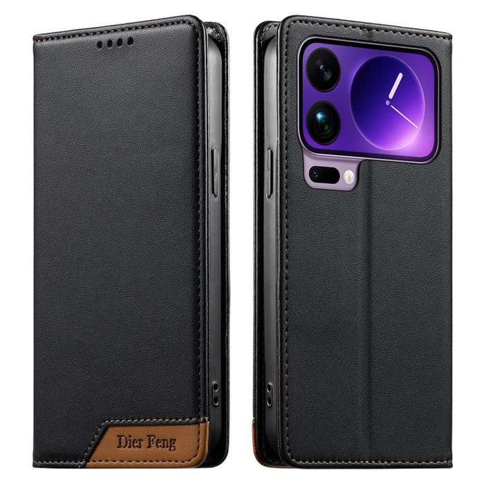 Funda para teléfono Dierfeng Splicing de cuero vegano con imán RFID resistente, For Xiaomi 17 Max 5G, For Xiaomi 17T Pro 5G, For Xiaomi 17T 5G, For Xiaomi Poco X8 Pro 5G / Redmi Turbo 5 5G, For Xiaomi 17 Ultra, For Xiaomi 17 Pro Max, For Xiaomi 17 Pro ...
