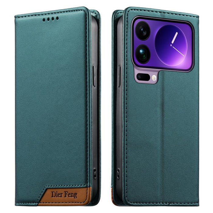 Funda para teléfono Dierfeng Splicing de cuero vegano con imán RFID resistente, For Xiaomi 17 Max 5G, For Xiaomi 17T Pro 5G, For Xiaomi 17T 5G, For Xiaomi Poco X8 Pro 5G / Redmi Turbo 5 5G, For Xiaomi 17 Ultra, For Xiaomi 17 Pro Max, For Xiaomi 17 Pro ...