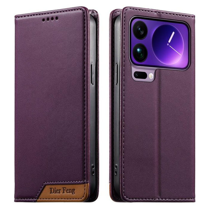Funda para teléfono Dierfeng Splicing de cuero vegano con imán RFID resistente, For Xiaomi 17 Max 5G, For Xiaomi 17T Pro 5G, For Xiaomi 17T 5G, For Xiaomi Poco X8 Pro 5G / Redmi Turbo 5 5G, For Xiaomi 17 Ultra, For Xiaomi 17 Pro Max, For Xiaomi 17 Pro ...