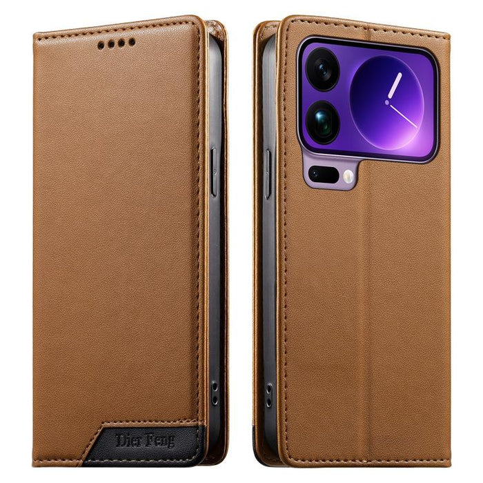 Funda para teléfono Dierfeng Splicing de cuero vegano con imán RFID resistente, For Xiaomi 17 Max 5G, For Xiaomi 17T Pro 5G, For Xiaomi 17T 5G, For Xiaomi Poco X8 Pro 5G / Redmi Turbo 5 5G, For Xiaomi 17 Ultra, For Xiaomi 17 Pro Max, For Xiaomi 17 Pro ...