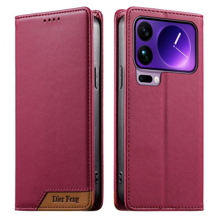 Funda para teléfono Dierfeng Splicing de cuero vegano con imán RFID resistente, For Xiaomi 17 Max 5G, For Xiaomi 17T Pro 5G, For Xiaomi 17T 5G, For Xiaomi Poco X8 Pro 5G / Redmi Turbo 5 5G, For Xiaomi 17 Ultra, For Xiaomi 17 Pro Max, For Xiaomi 17 Pro ...