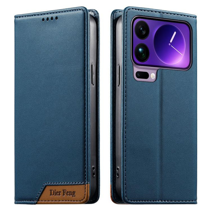 Funda para teléfono Dierfeng Splicing de cuero vegano con imán RFID resistente, For Xiaomi 17 Max 5G, For Xiaomi 17T Pro 5G, For Xiaomi 17T 5G, For Xiaomi Poco X8 Pro 5G / Redmi Turbo 5 5G, For Xiaomi 17 Ultra, For Xiaomi 17 Pro Max, For Xiaomi 17 Pro ...