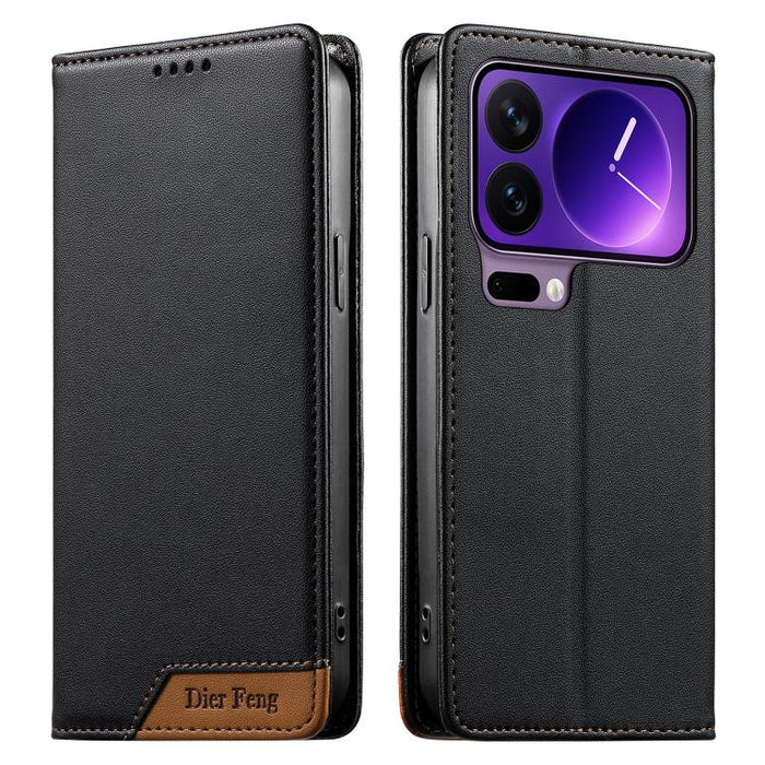 Funda para teléfono Dierfeng Splicing de cuero vegano con imán RFID resistente, For Xiaomi 17 Max 5G, For Xiaomi 17T Pro 5G, For Xiaomi 17T 5G, For Xiaomi Poco X8 Pro 5G / Redmi Turbo 5 5G, For Xiaomi 17 Ultra, For Xiaomi 17 Pro Max, For Xiaomi 17 Pro ...