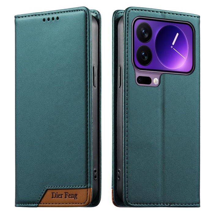 Funda para teléfono Dierfeng Splicing de cuero vegano con imán RFID resistente, For Xiaomi 17 Max 5G, For Xiaomi 17T Pro 5G, For Xiaomi 17T 5G, For Xiaomi Poco X8 Pro 5G / Redmi Turbo 5 5G, For Xiaomi 17 Ultra, For Xiaomi 17 Pro Max, For Xiaomi 17 Pro ...