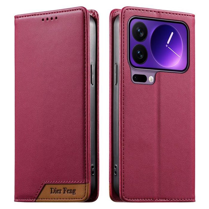 Funda para teléfono Dierfeng Splicing de cuero vegano con imán RFID resistente, For Xiaomi 17 Max 5G, For Xiaomi 17T Pro 5G, For Xiaomi 17T 5G, For Xiaomi Poco X8 Pro 5G / Redmi Turbo 5 5G, For Xiaomi 17 Ultra, For Xiaomi 17 Pro Max, For Xiaomi 17 Pro ...