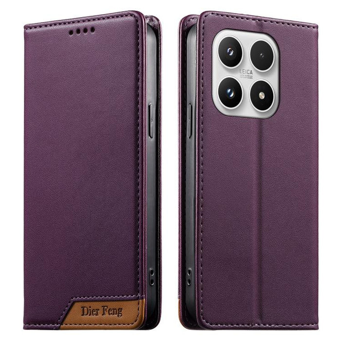 Funda para teléfono Dierfeng Splicing de cuero vegano con imán RFID resistente, For Xiaomi 17 Max 5G, For Xiaomi 17T Pro 5G, For Xiaomi 17T 5G, For Xiaomi Poco X8 Pro 5G / Redmi Turbo 5 5G, For Xiaomi 17 Ultra, For Xiaomi 17 Pro Max, For Xiaomi 17 Pro ...