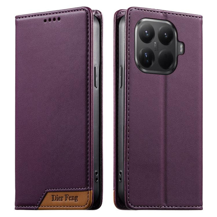 Funda para teléfono Dierfeng Splicing de cuero vegano con imán RFID resistente, For Xiaomi 17 Max 5G, For Xiaomi 17T Pro 5G, For Xiaomi 17T 5G, For Xiaomi Poco X8 Pro 5G / Redmi Turbo 5 5G, For Xiaomi 17 Ultra, For Xiaomi 17 Pro Max, For Xiaomi 17 Pro ...