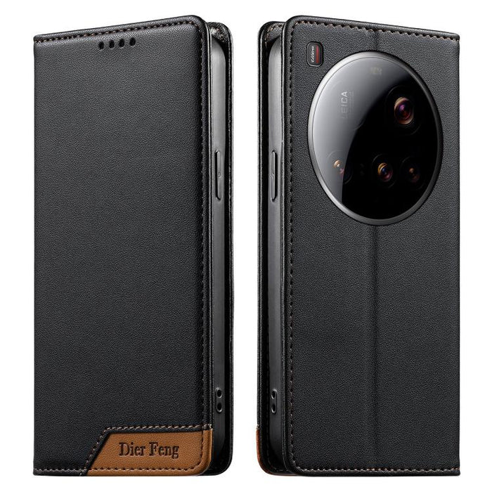 Funda para teléfono Dierfeng Splicing de cuero vegano con imán RFID resistente, For Xiaomi 17 Max 5G, For Xiaomi 17T Pro 5G, For Xiaomi 17T 5G, For Xiaomi Poco X8 Pro 5G / Redmi Turbo 5 5G, For Xiaomi 17 Ultra, For Xiaomi 17 Pro Max, For Xiaomi 17 Pro ...