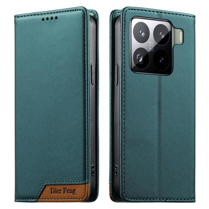 Funda para teléfono Dierfeng Splicing de cuero vegano con imán RFID resistente, For Xiaomi 17 Max 5G, For Xiaomi 17T Pro 5G, For Xiaomi 17T 5G, For Xiaomi Poco X8 Pro 5G / Redmi Turbo 5 5G, For Xiaomi 17 Ultra, For Xiaomi 17 Pro Max, For Xiaomi 17 Pro ...